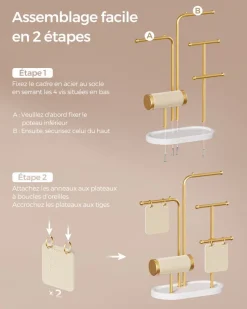 Shop SONGMICS Porte-bijoux en métal doré métallique