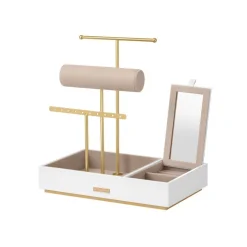 Discount SONGMICS Porte-bijoux rotatif cadre en métal doré