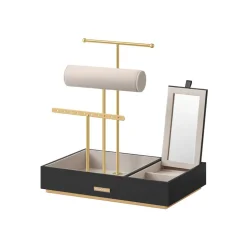 Discount SONGMICS Porte-bijoux rotatif cadre en métal doré