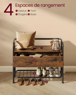 Hot SONGMICS Porte-chaussures réglable à 8 niveaux jusqu’à 48 paires noir d’encre