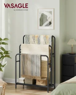 Flash Sale SONGMICS Porte-manteau à roulettes avec étagère surélevée noir d'encre