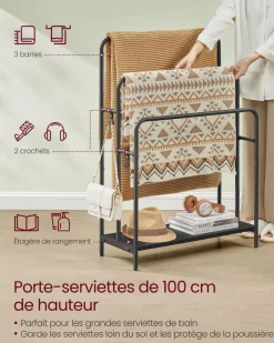 Flash Sale SONGMICS Porte-manteau à roulettes avec étagère surélevée noir d'encre