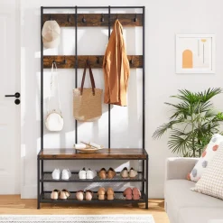 Cheap SONGMICS Porte-manteau 5 étagères marron rustique et noir d’encre