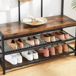 Cheap SONGMICS Porte-manteau 5 étagères marron rustique et noir d’encre