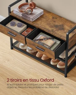 Clearance SONGMICS Porte-manteau d’entrée avec 10 crochets amovibles marron rustique et noir d'encre Marron Rustique + Noir D'Encre