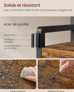 Clearance SONGMICS Porte-manteau d’entrée avec 10 crochets amovibles marron rustique et noir d'encre Marron Rustique + Noir D'Encre