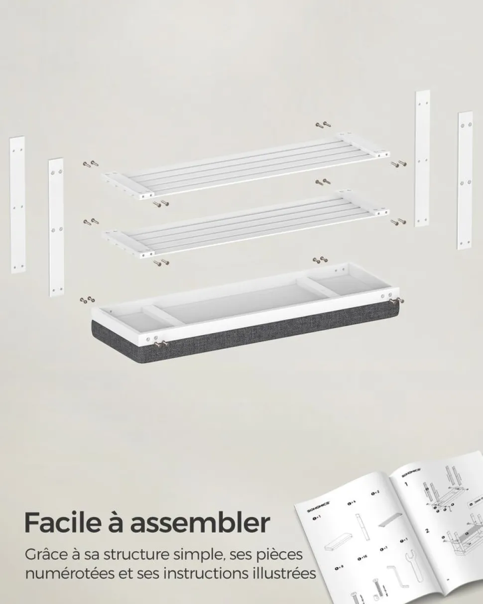 Fashion SONGMICS Porte-manteau et banc à chaussures 3 niveaux beige naturel