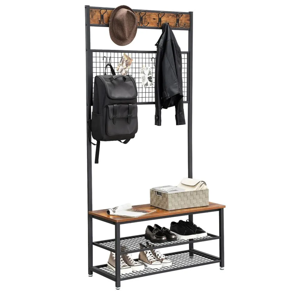 Sale SONGMICS Portemanteau grille industriel Marron Rustique