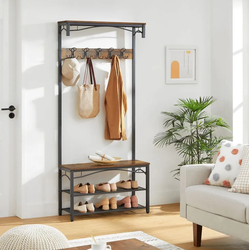 Sale SONGMICS Portemanteau industriel Brun Vintage Noir