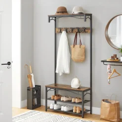 Sale SONGMICS Portemanteau industriel Brun Vintage Noir