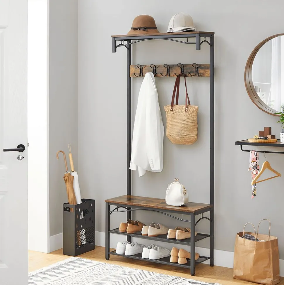 Sale SONGMICS Portemanteau industriel Brun Vintage Noir