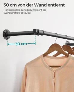 Store SONGMICS Porte-manteau mural 4 crochets doubles en métal bambou naturel