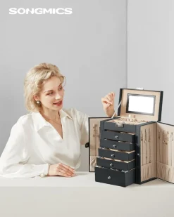 Fashion SONGMICS Portemanteau mural avec étagère de rangement