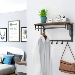 Online SONGMICS Portemanteau mural industriel Marron Rustique + Noir