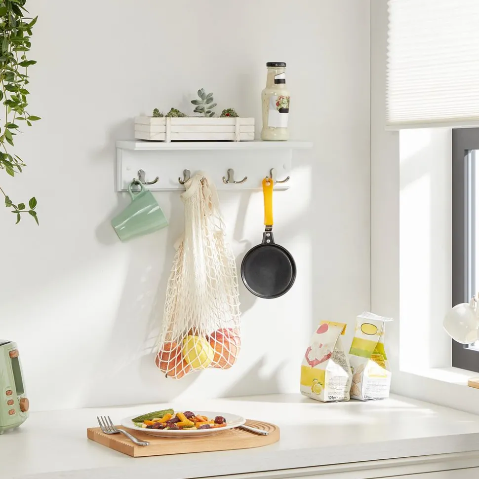 Outlet SONGMICS Porte-manteau mural étagère Blanc