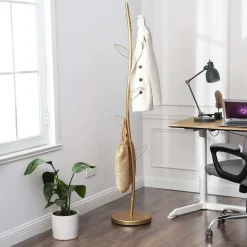 Sale SONGMICS Porte-manteaux feuilles doré