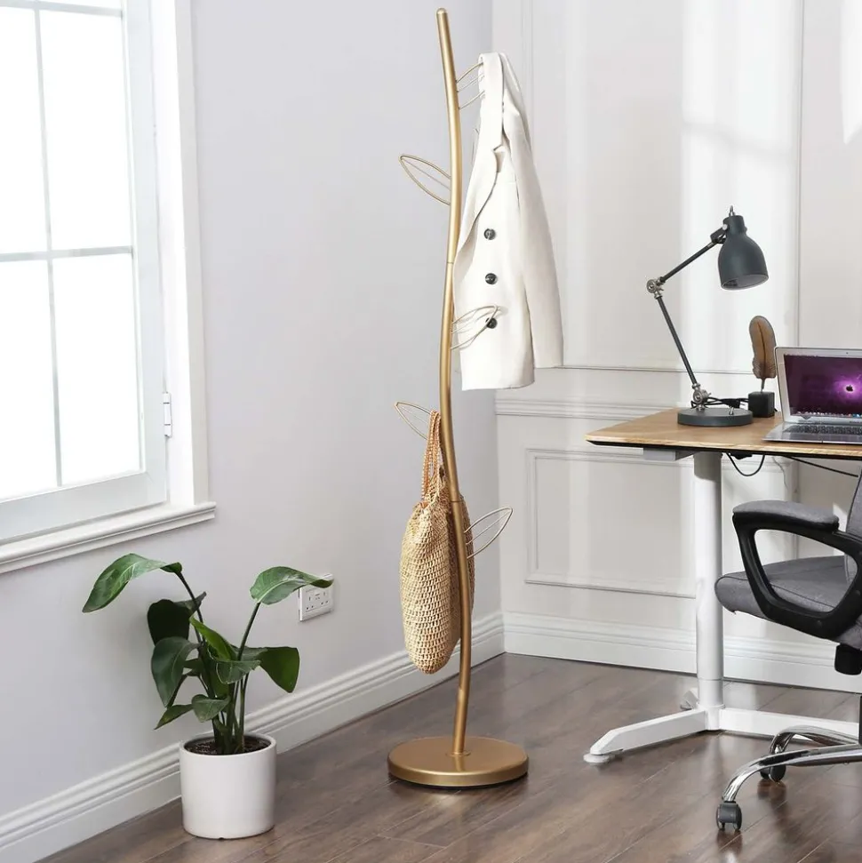 Sale SONGMICS Porte-manteaux feuilles doré