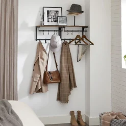 Cheap SONGMICS Porte-manteaux mural Brun Vintage Noir