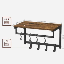 Cheap SONGMICS Porte-manteaux mural Brun Vintage Noir