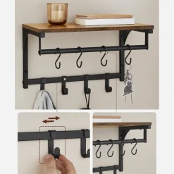 Cheap SONGMICS Porte-manteaux mural Brun Vintage Noir