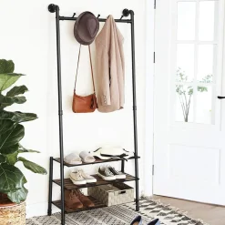 New SONGMICS Porte-manteaux penché industriel Marron Rustique