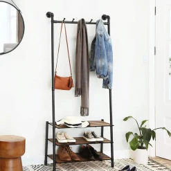 New SONGMICS Porte-manteaux penché industriel Marron Rustique