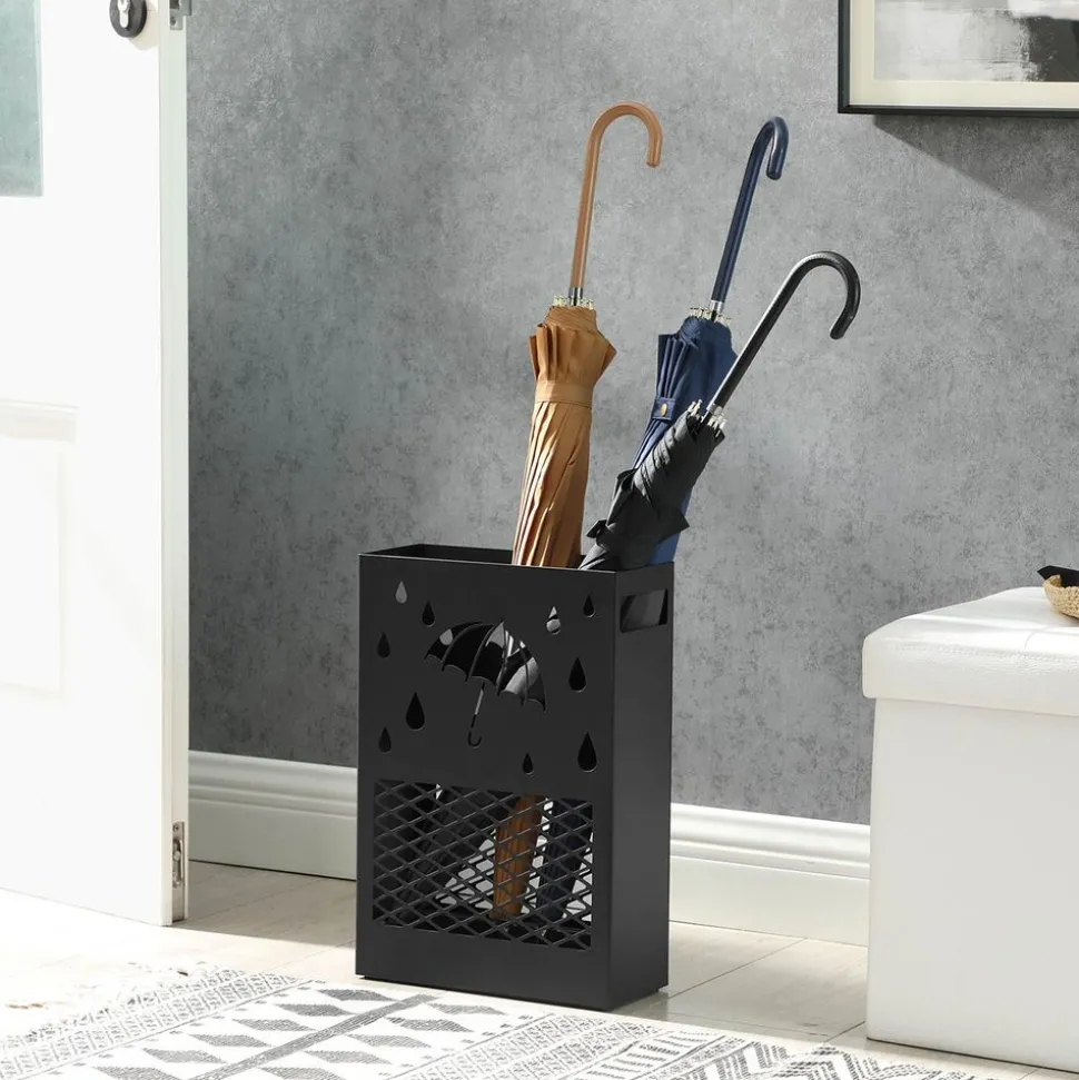 Fashion SONGMICS Porte-parapluies ajouré Noir