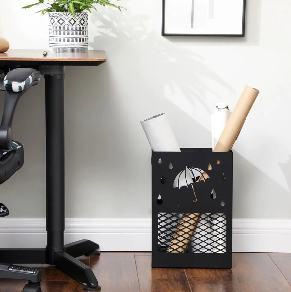 Fashion SONGMICS Porte-parapluies ajouré Noir