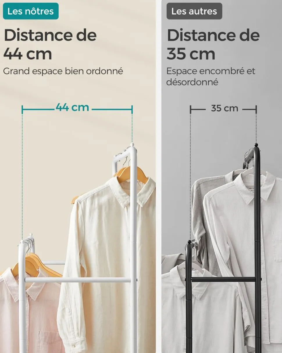 Clearance SONGMICS Porte-serviette sur pied 4 crochets blanc perle et marron camel