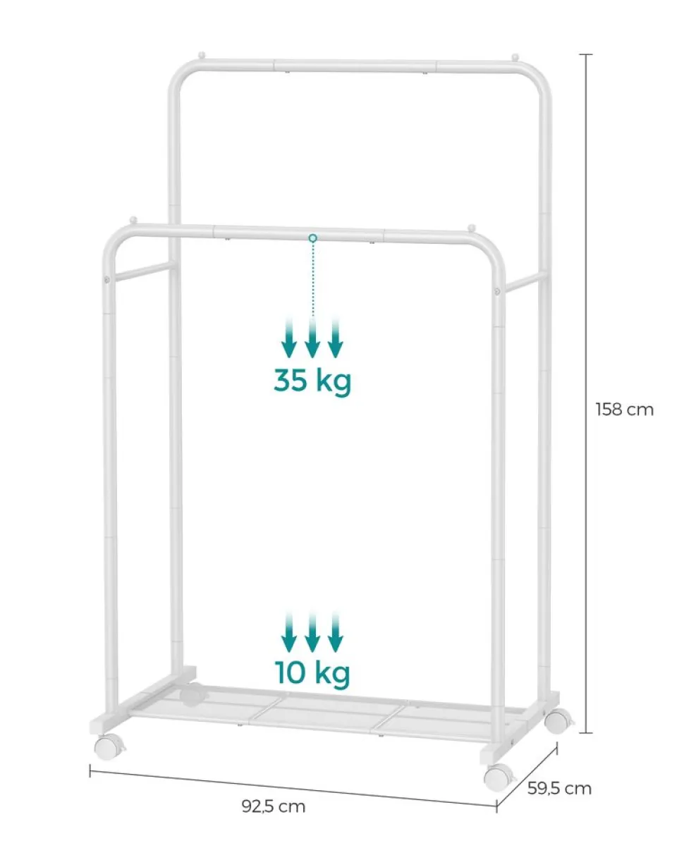 Clearance SONGMICS Porte-serviette sur pied 4 crochets blanc perle et marron camel