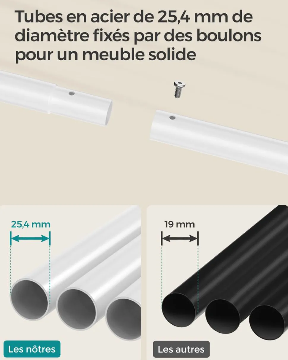 Clearance SONGMICS Porte-serviette sur pied 4 crochets blanc perle et marron camel