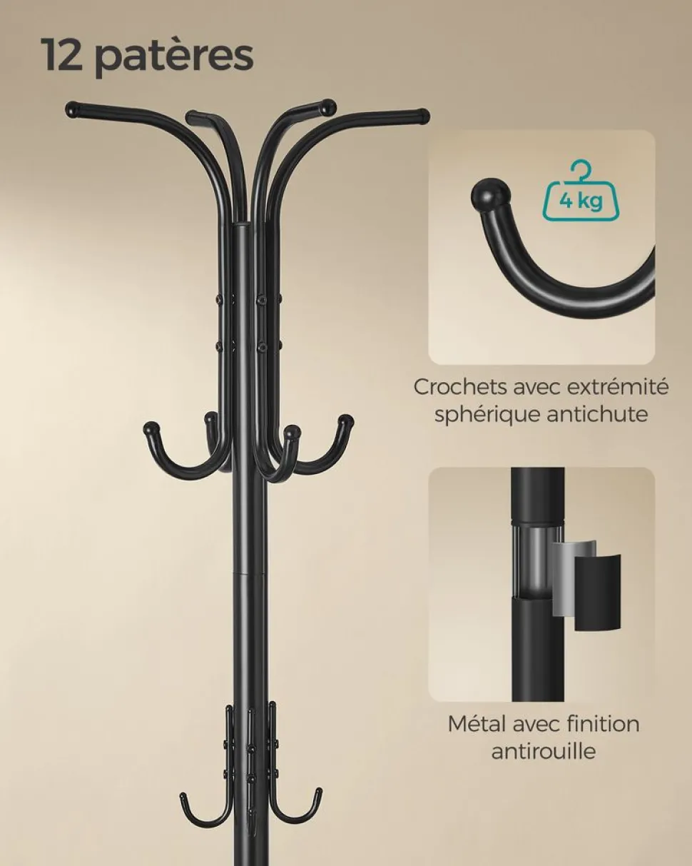 Cheap SONGMICS Porte-vêtement en métal 2 barres avec roulettes Noir