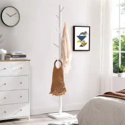 Fashion SONGMICS Porte-vêtements en bois blanc nuage