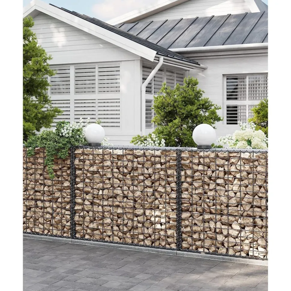 Fashion SONGMICS Portillon en fer galvanisé Gris