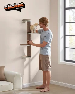 New SONGMICS Poteau à griffer avec 2 plateformes Marron Avoine + Marron Café