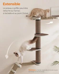 New SONGMICS Poteau à griffer avec 2 plateformes Marron Avoine + Marron Café