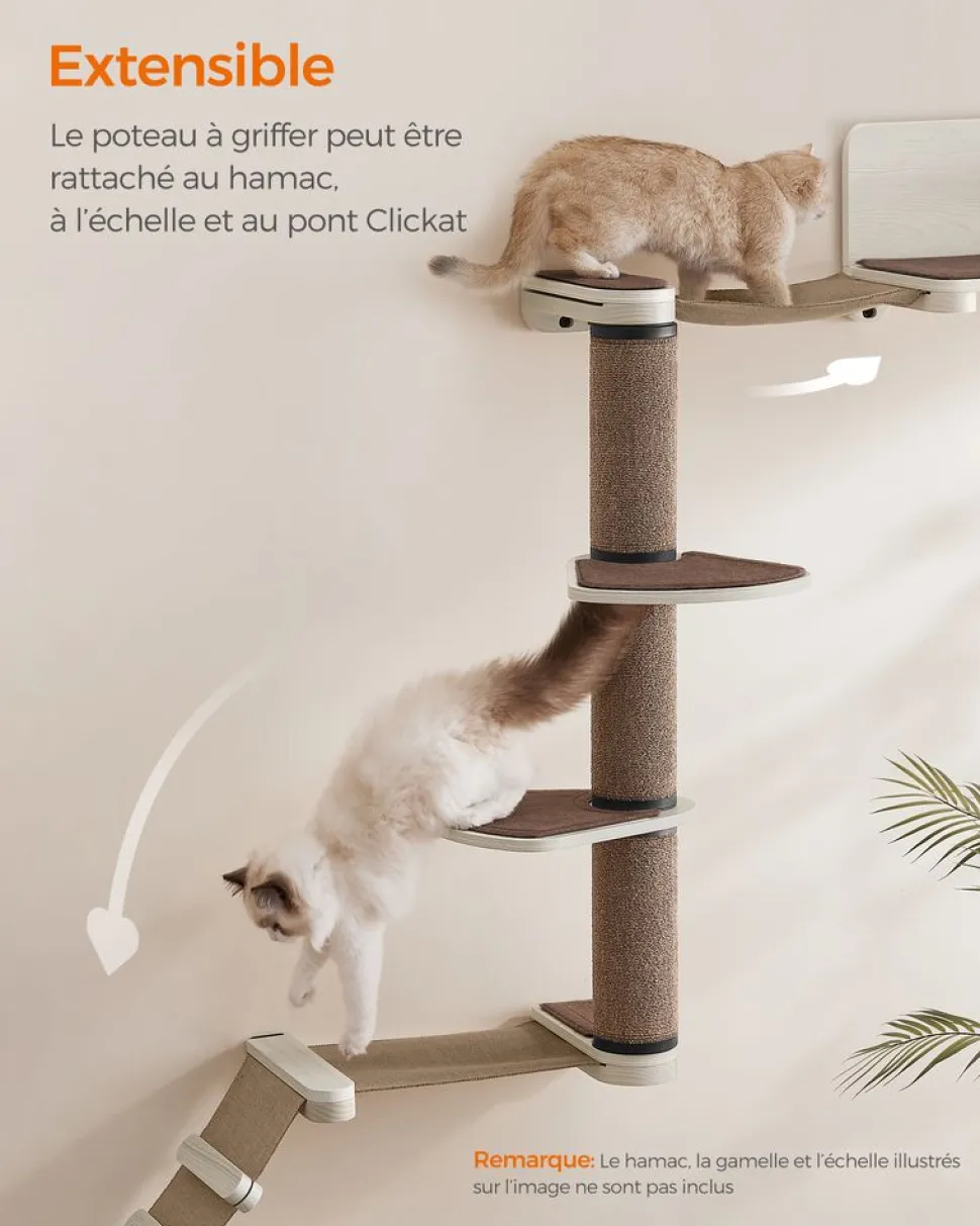 New SONGMICS Poteau à griffer avec 2 plateformes Marron Avoine + Marron Café