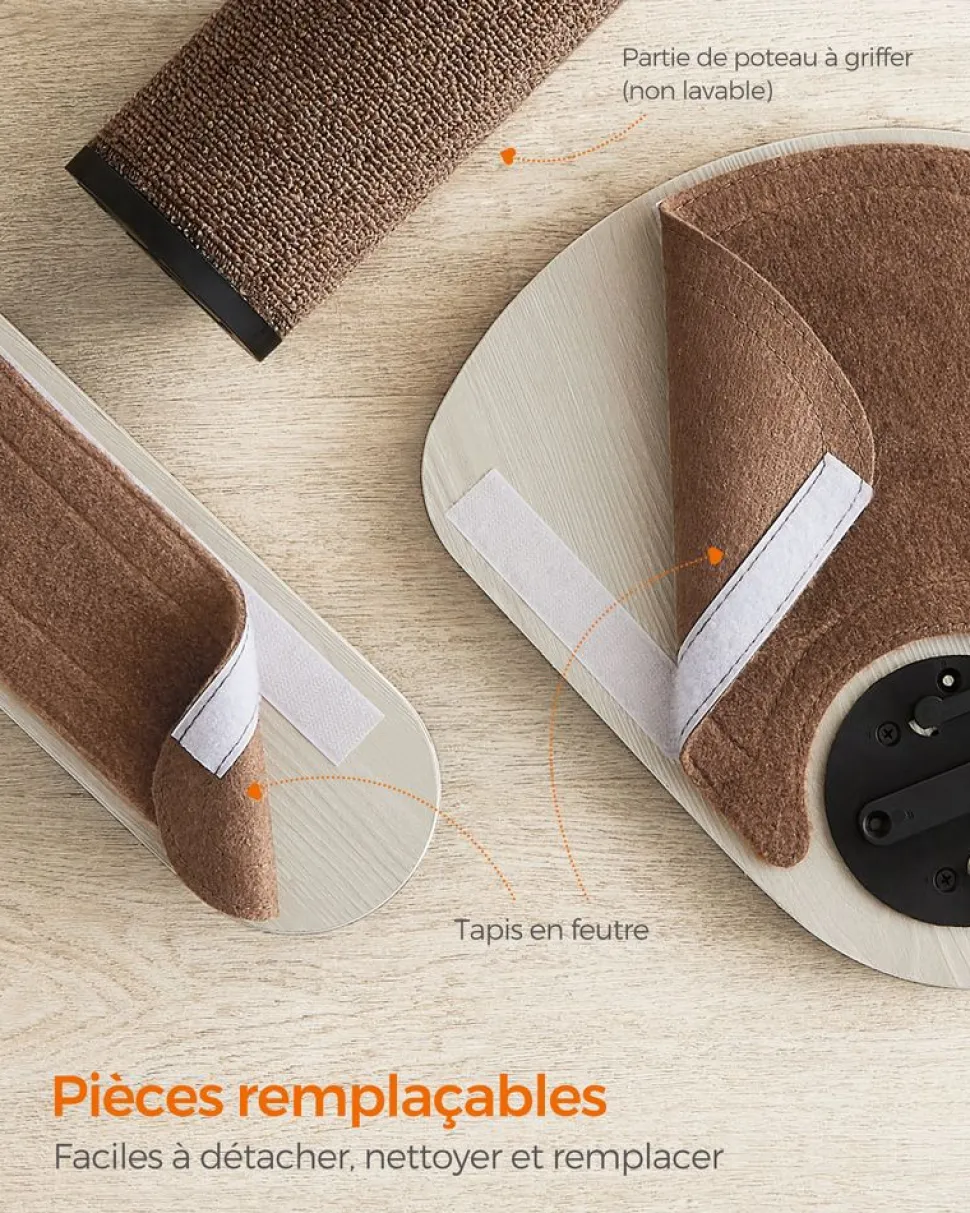 New SONGMICS Poteau à griffer avec 2 plateformes Marron Avoine + Marron Café