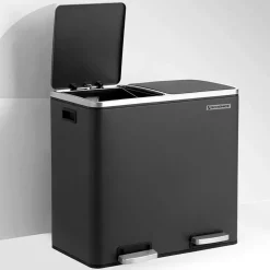 Sale SONGMICS Poubelle 2 x 24L noir