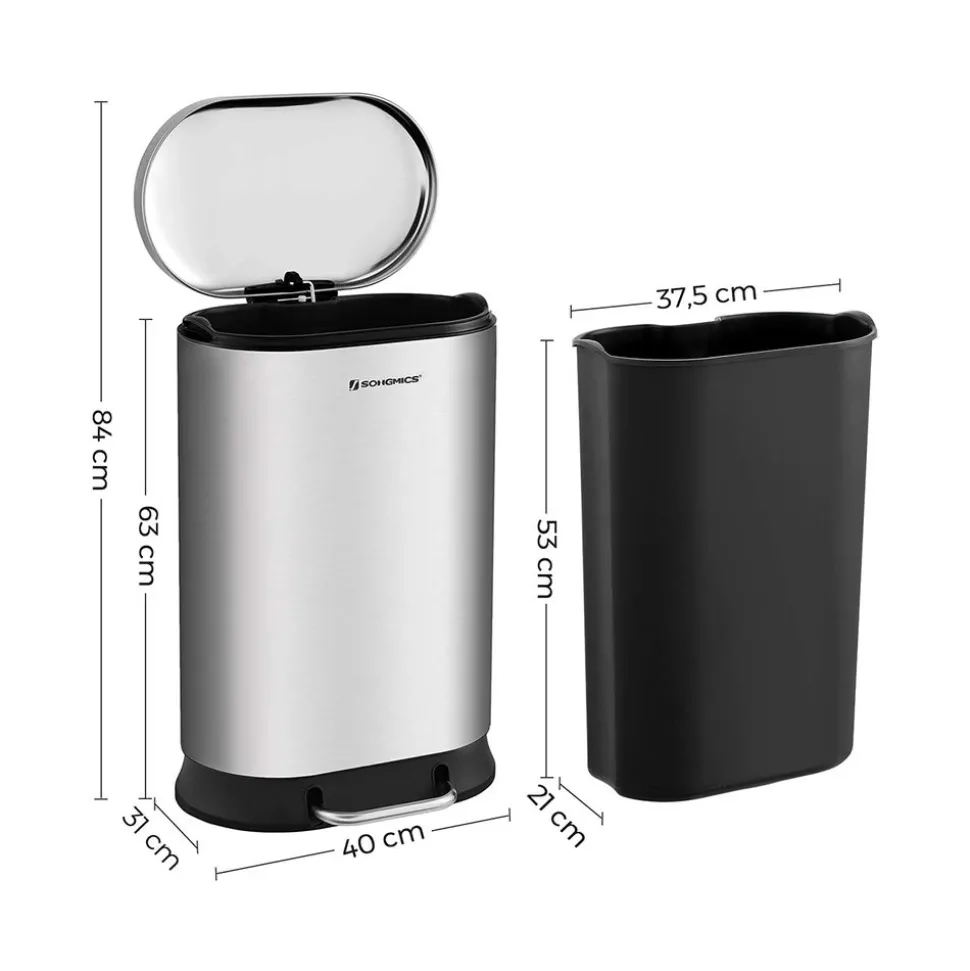 Sale SONGMICS Poubelle capteur 2 x 35L Argent