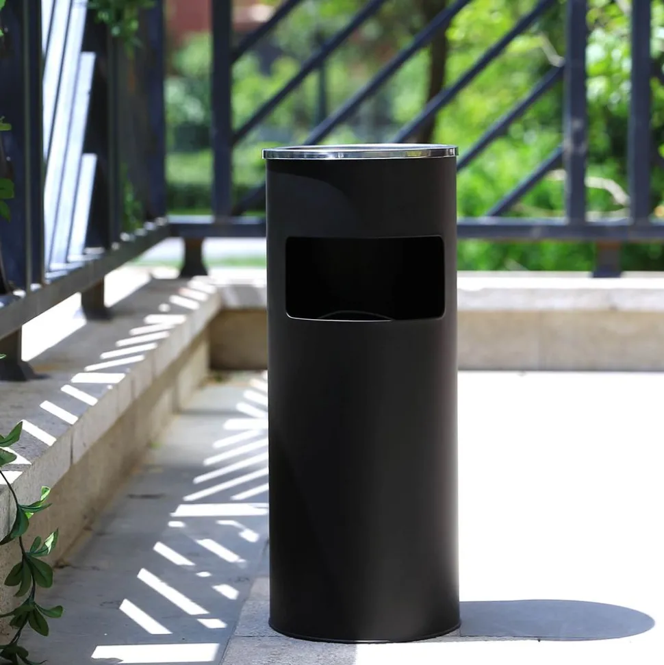 Outlet SONGMICS Poubelle cendrier noir