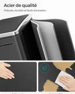 Cheap SONGMICS Poubelle cuisine 2 x 15L avec pétal beige sable