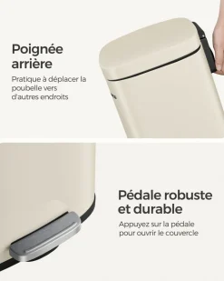 Fashion SONGMICS Poubelle Cuisine 30L avec Couvercle en Douceur