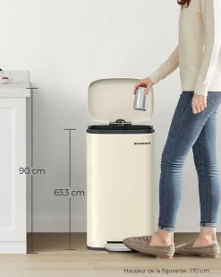 Fashion SONGMICS Poubelle Cuisine 30L avec Couvercle en Douceur