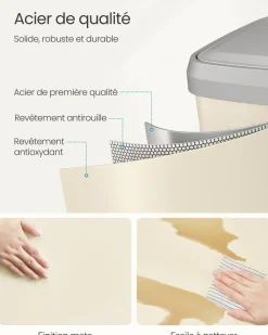 Cheap SONGMICS Poubelle de cuisine 50 L beige sable et gris tourterelle