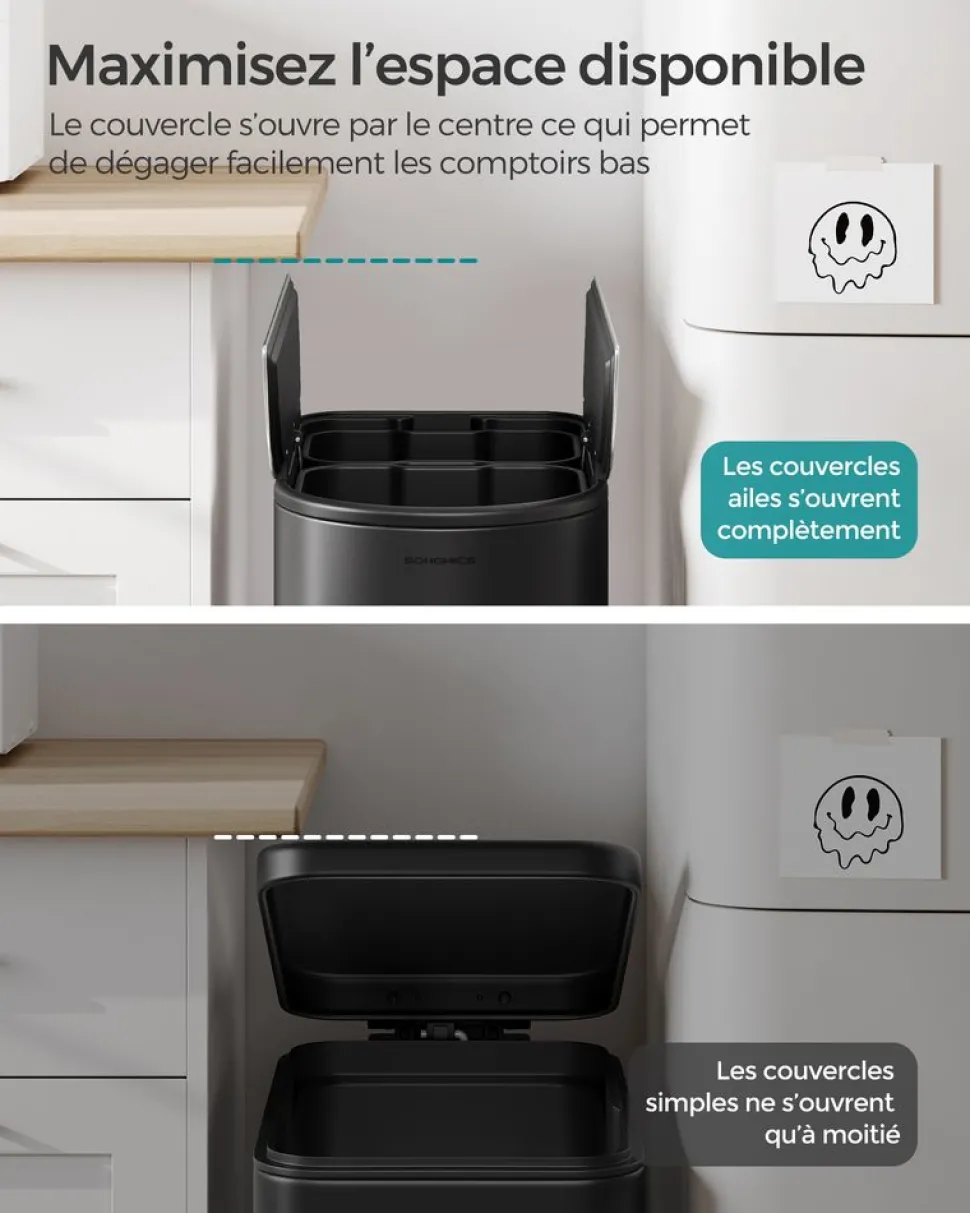 Flash Sale SONGMICS Poubelle de Cuisine Double 30L et 20L