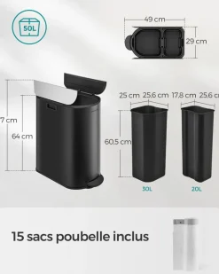Flash Sale SONGMICS Poubelle de Cuisine Double 30L et 20L