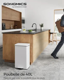Flash Sale SONGMICS Poubelle de cuisine 40L blanc