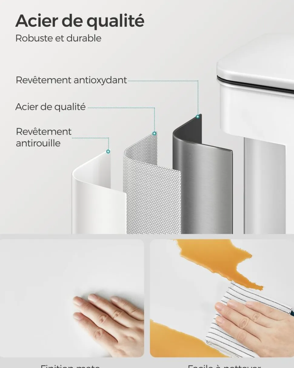 Flash Sale SONGMICS Poubelle de cuisine 40L blanc