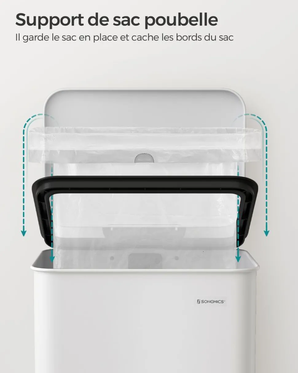 Flash Sale SONGMICS Poubelle de cuisine 40L blanc